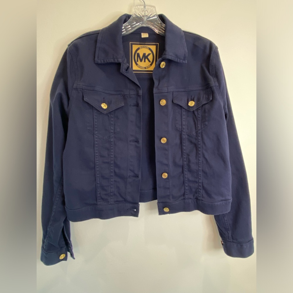 Michael Kors Denim Navy Blue Jacket With Gold Buttons - Picture 3 of 9